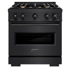 ZLINE 30 in. Gas Range 4.2 cu. ft. Capacity with 4 Brass Burners Black Stainless Steel (CGRB-BR-30)