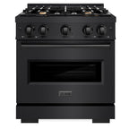 ZLINE 30 in. Classic Dual Fuel Range with 4 Brass Burners and 4.2 cu. ft. Electric Convection Oven in Black Stainless Steel (CDRB-BR-30)