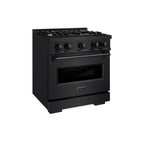 ZLINE 30 in. Gas Range 4.2 cu. ft. Capacity with 4 Brass Burners Black Stainless Steel (CGRB-BR-30)