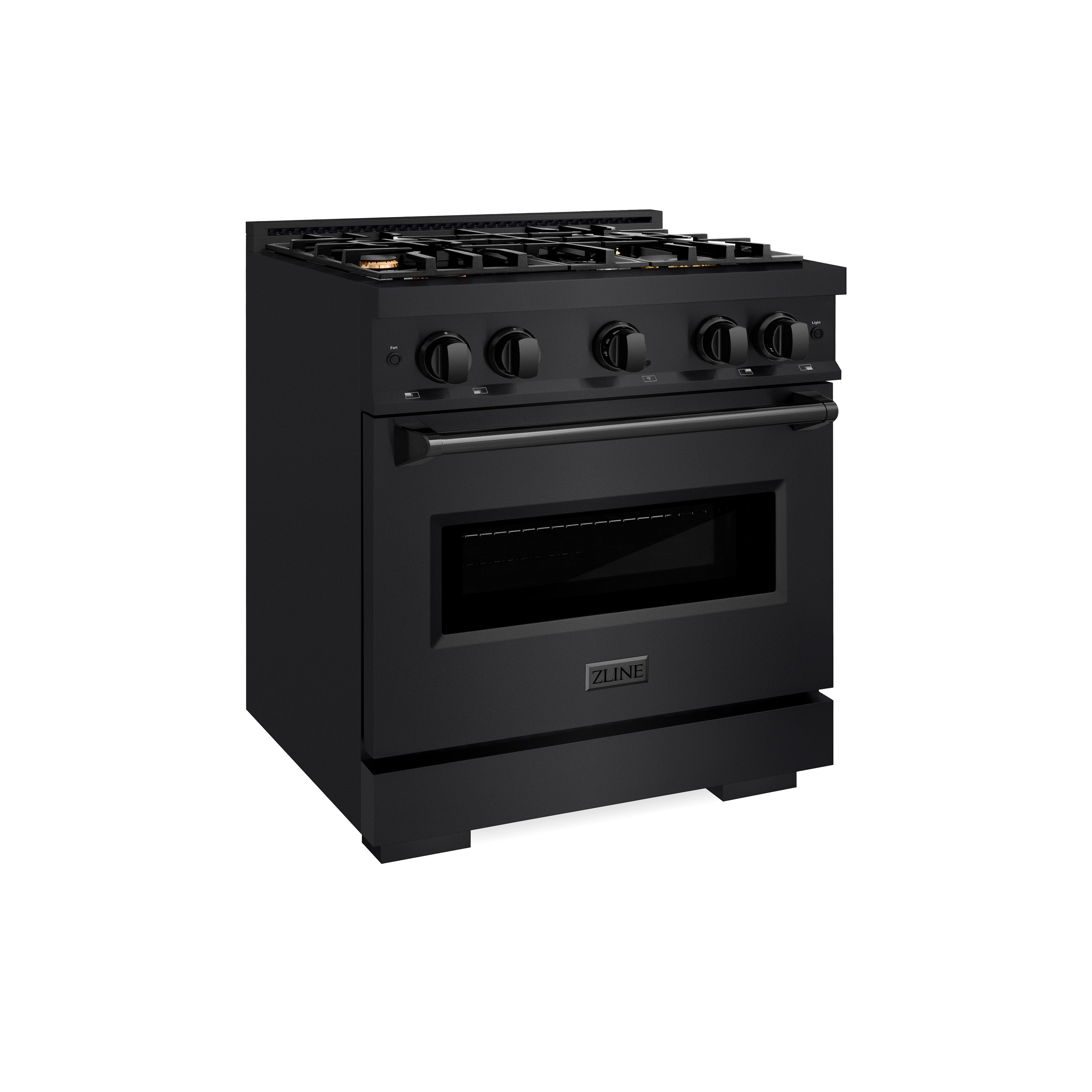 ZLINE 30 in. Classic Dual Fuel Range with 4 Brass Burners and 4.2 cu. ft. Electric Convection Oven in Black Stainless Steel (CDRB-BR-30)