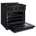 ZLINE 30 in. Gas Range 4.2 cu. ft. Capacity with 4 Brass Burners Black Stainless Steel (CGRB-BR-30)