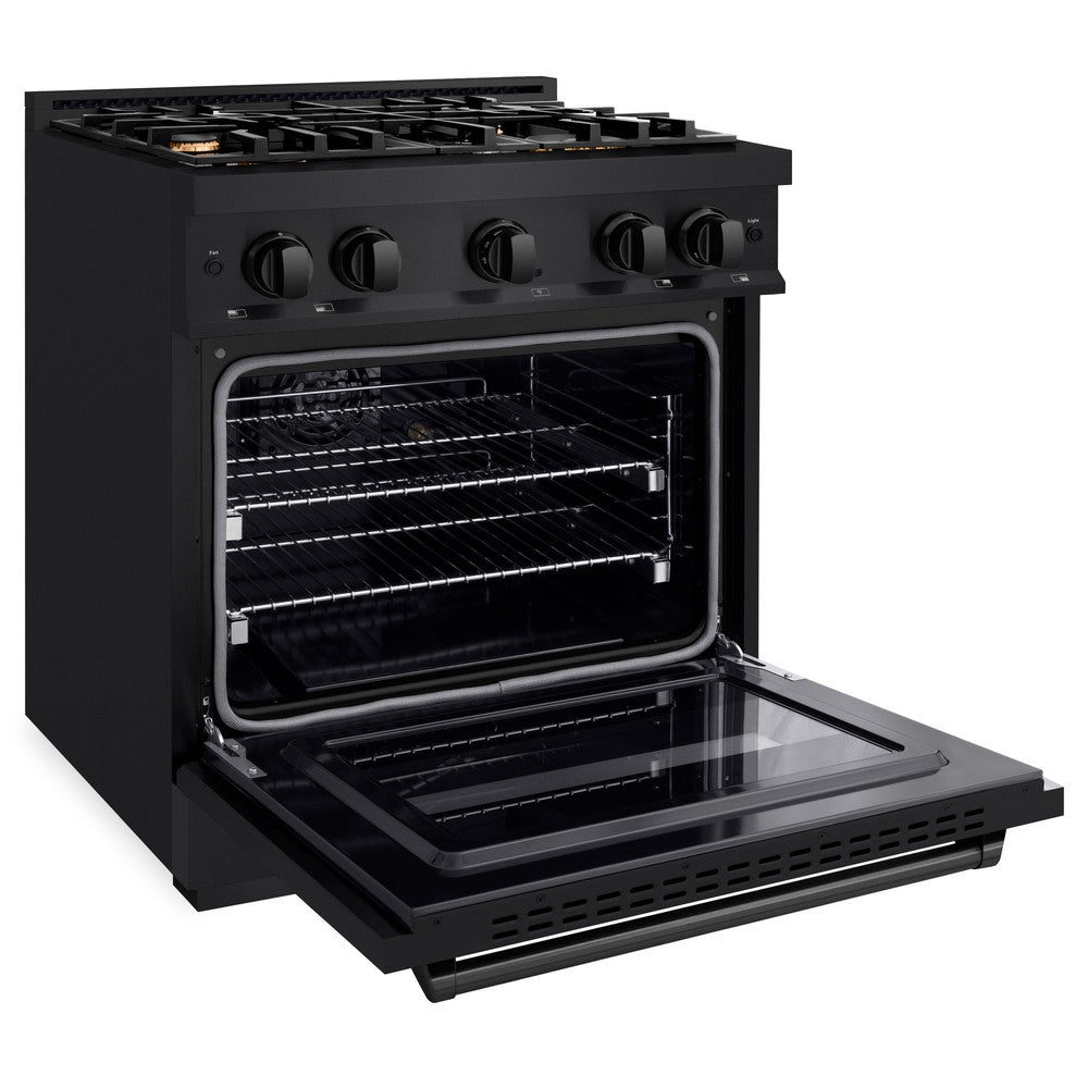 ZLINE 30 in. Classic Dual Fuel Range with 4 Brass Burners and 4.2 cu. ft. Electric Convection Oven in Black Stainless Steel (CDRB-BR-30)