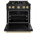ZLINE 30 in. Dual Fuel Range 4.2 cu. ft. 4 Burners Black Stainless Steel with Champagne Bronze Accents, MODEL CDRBZ-30-CB