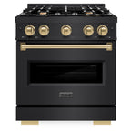 ZLINE 30 in. Dual Fuel Range 4.2 cu. ft. 4 Burners Black Stainless Steel with Champagne Bronze Accents, MODEL CDRBZ-30-CB