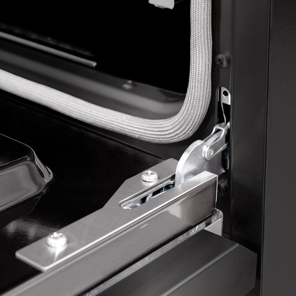 ZLINE 30 in. Dual Fuel Range 4.2 cu. ft. 4 Gas Burners Black Stainless Steel Polished Gold Accents (CDRBZ-30-G)