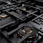 ZLINE Autograph Edition 36 in. Classic Dual Fuel Range, 5.2 cu. ft., 6 Burner Gas Cooktop with Electric Convection Oven, Black Stainless Steel with Champagne Bronze Accents (CDRBZ-36-CB)