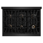 ZLINE 36 in. Dual Fuel Range 5.2 cu. ft. 6 Burner Gas Cooktop Electric Convection Oven Black Stainless Steel with Polished Gold Accents (CDRBZ-36-G)