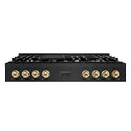 ZLINE Autograph Edition 48 Inch Porcelain Rangetop with 7 Gas Burners in Black Stainless Steel and Gold Accents, RTBZ-48-G