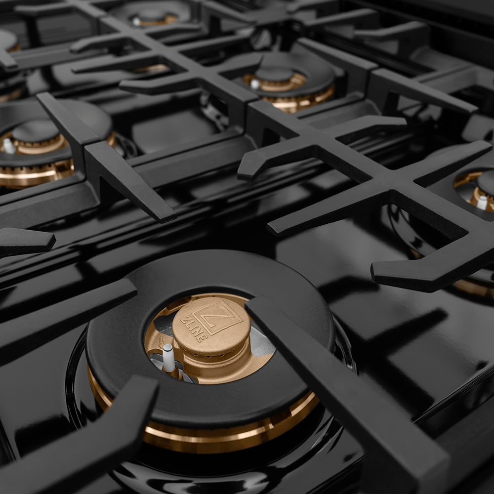 ZLINE 36" Classic Gas Rangetop with 6 Burner DuoPro™ Cooktop in Black Stainless Steel, PCRTB-36