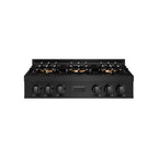 ZLINE 36" Classic Gas Rangetop with 6 Burner DuoPro™ Cooktop in Black Stainless Steel, PCRTB-36