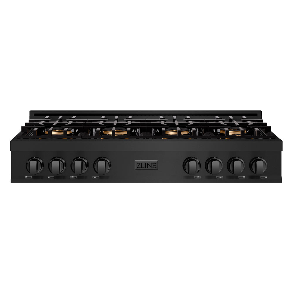 ZLINE 48" Classic Gas Rangetop with 8 Burner DuoPro™ Cooktop in Black Stainless Steel, PCRTB-48