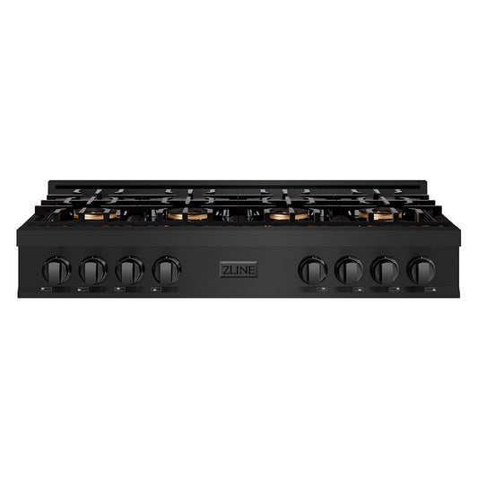 ZLINE 48" Classic Gas Rangetop with 8 Burner DuoPro™ Cooktop in Black Stainless Steel, PCRTB-48