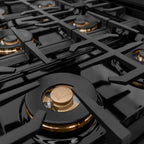 ZLINE Autograph 48" Classic Gas Rangetop with 8 Burner DuoPro™ Cooktop in Black Stainless Steel and Champagne Bronze Accents, PCRTBZ-48-CB