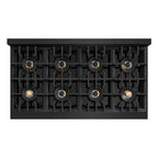 ZLINE Autograph 48" Classic Gas Rangetop with 8 Burner DuoPro™ Cooktop in Black Stainless Steel and Champagne Bronze Accents, PCRTBZ-48-CB