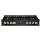 ZLINE Autograph 48" Classic Gas Rangetop with 8 Burner DuoPro™ Cooktop in Black Stainless Steel and Polished Gold Accents, PCRTBZ-48-G