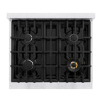 ZLINE Select 30 in. Dual Fuel Range with 4 Gas Burners and Electric Convection Oven, 4.2 cu. ft., Satin Stainless Steel with Black Matte Door (HDRS-BLM-30)