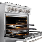 ZLINE 36 in. Dual Fuel Range 5.2 cu. ft. 6 Burner Gas Cooktop Electric Convection Oven Satin Stainless Steel (CDRS-36)