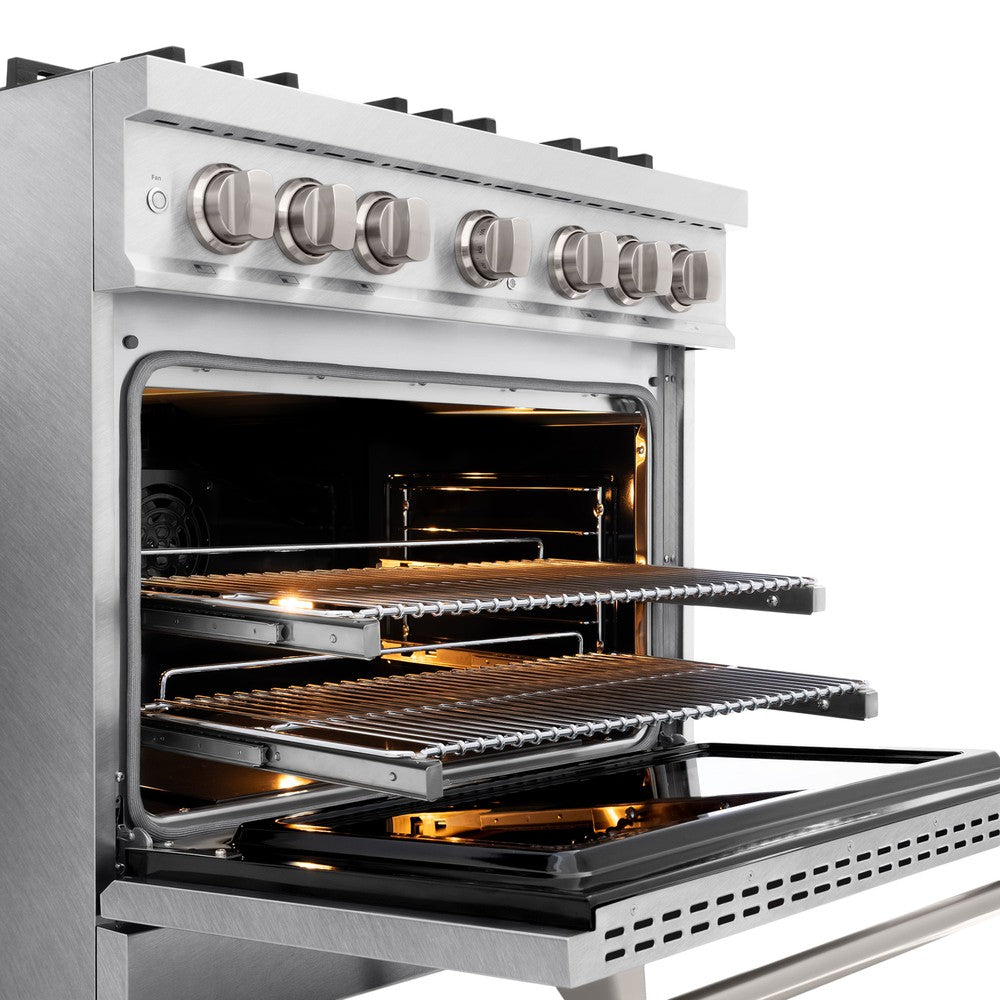 ZLINE 36 in. Dual Fuel Range 5.2 cu. ft. 6 Burner Gas Cooktop Electric Convection Oven Satin Stainless Steel (CDRS-36)