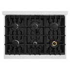 ZLINE 36 in. Dual Fuel Range 5.2 cu. ft. 6 Burner Gas Cooktop Electric Convection Oven Satin Stainless Steel (CDRS-36)