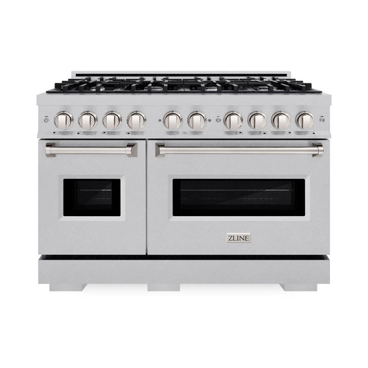 ZLINE 48 in. Dual Fuel Range – 8 Burner Gas Cooktop, Double Oven, 6.7 cu. ft. Capacity, Satin Stainless Steel (CDRS-48)