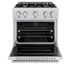 ZLINE 30-Inch Classic Dual Fuel Range, 4.2 cu. ft., Gas Cooktop with 4 Brass Burners and Electric Convection Oven, Satin Stainless Steel (CDRS-BR-30)