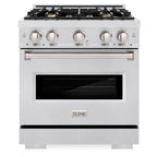 ZLINE 30-Inch Classic Dual Fuel Range, 4.2 cu. ft., Gas Cooktop with 4 Brass Burners and Electric Convection Oven, Satin Stainless Steel (CDRS-BR-30)
