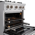 ZLINE 30-Inch Classic Dual Fuel Range, 4.2 cu. ft., Gas Cooktop with 4 Brass Burners and Electric Convection Oven, Satin Stainless Steel (CDRS-BR-30)