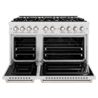 ZLINE 48 in. Dual Fuel Range 6.7 cu. ft. Double Oven with 8 Brass Burners in Satin Stainless Steel (CDRS-BR-48)
