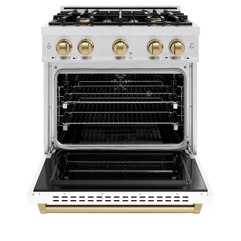 ZLINE 48 in. Dual Fuel Range Double Oven 6.7 cu. ft. 8 Gas Burners Satin Stainless Steel Black Matte Doors Champagne Bronze Accents (CDRSZ-BLM-48-CB)
