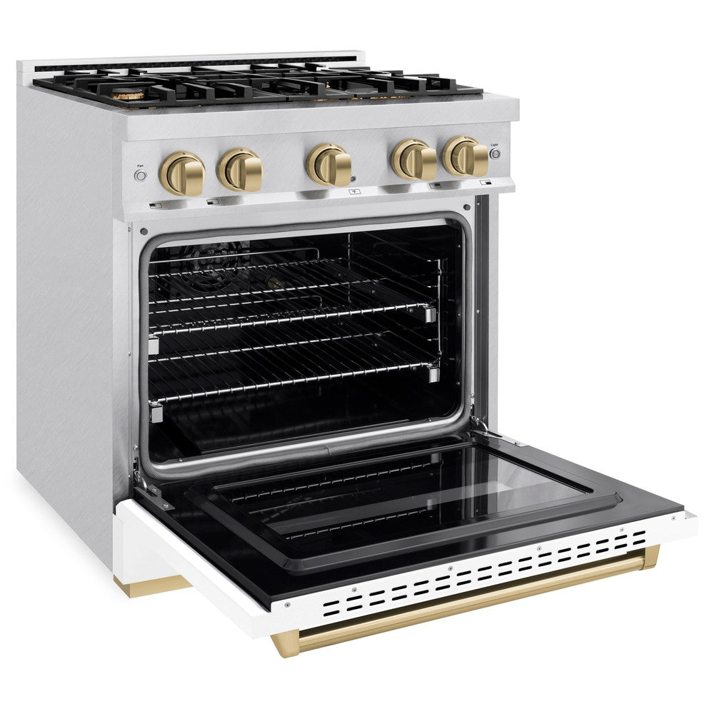 ZLINE 48 in. Dual Fuel Range Double Oven 6.7 cu. ft. 8 Gas Burners Satin Stainless Steel Black Matte Doors Champagne Bronze Accents (CDRSZ-BLM-48-CB)