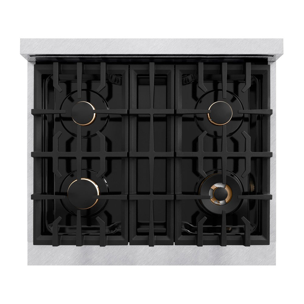 ZLINE 48 in. Dual Fuel Range Double Oven 6.7 cu. ft. 8 Gas Burners Satin Stainless Steel Black Matte Doors Champagne Bronze Accents (CDRSZ-BLM-48-CB)