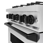 ZLINE 30 in. Dual Fuel Range 4.2 cu. ft. 4 Burner Gas Cooktop Electric Convection Oven Satin Stainless Steel Matte Black Accents (CDRSZ-30-MB)