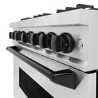 ZLINE 36 in. Dual Fuel Range 5.2 cu. ft. 6 Gas Burners Electric Convection Oven Satin Stainless Steel Matte Black Accents (CDRSZ-36-MB)