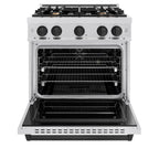 ZLINE 30 in. Dual Fuel Range 4.2 cu. ft. 4 Burner Gas Cooktop Electric Convection Oven Satin Stainless Steel Matte Black Accents (CDRSZ-30-MB)
