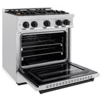 ZLINE 30 in. Dual Fuel Range 4.2 cu. ft. 4 Burner Gas Cooktop Electric Convection Oven Satin Stainless Steel Matte Black Accents (CDRSZ-30-MB)