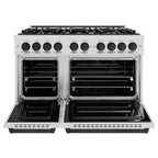 ZLINE 48 in. Dual Fuel Range Double Oven 6.7 cu. ft. 8 Gas Burners Satin Stainless Steel Matte Black Accents (CDRSZ-48-MB)