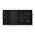 ZLINE 48 in. Dual Fuel Range Double Oven 6.7 cu. ft. with 8 Gas Burners, Satin Stainless Steel, White Matte Doors & Matte Black Accents (CDRSZ-WM-48-MB)
