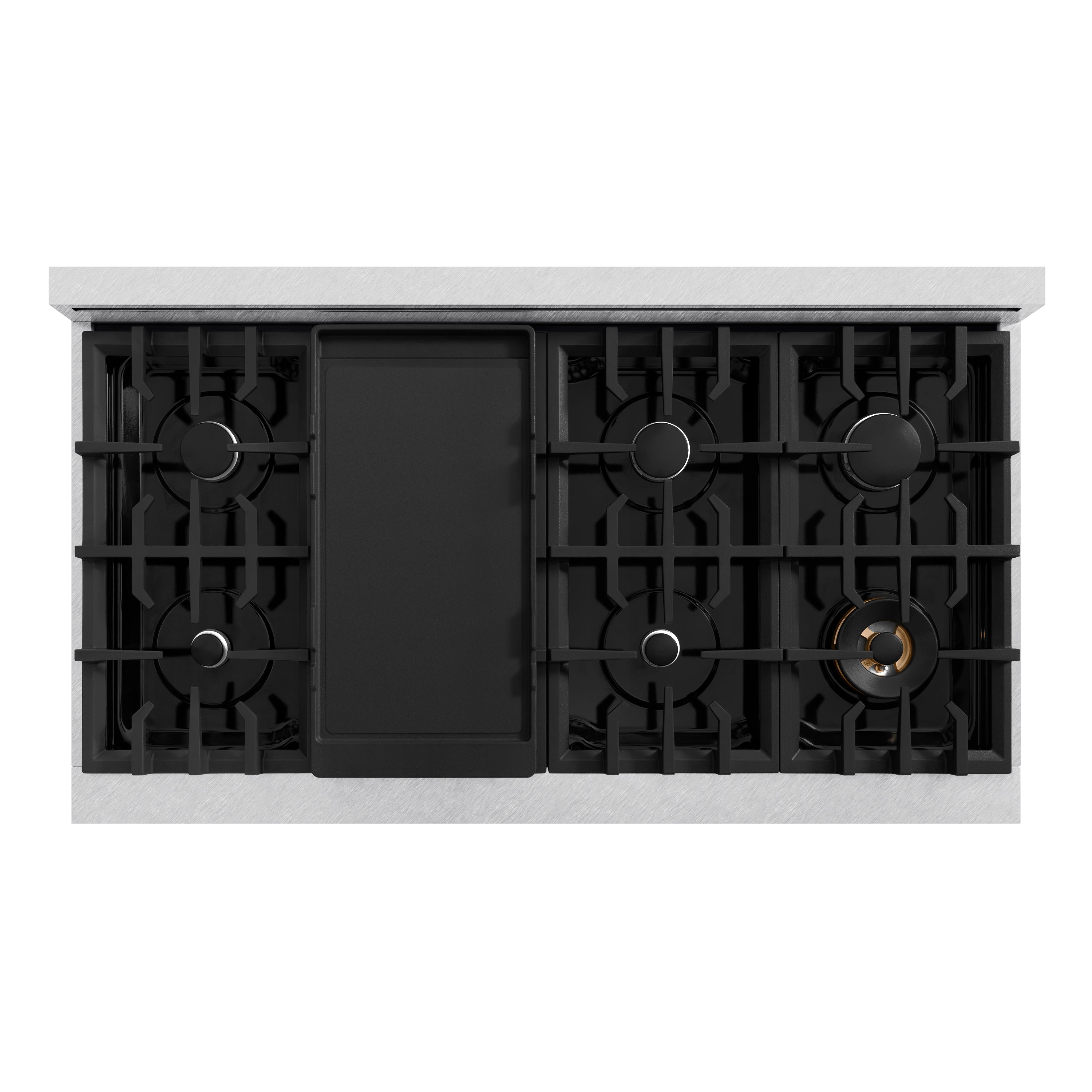 ZLINE 48 in. Dual Fuel Range – Double Oven, 8 Burner Gas Cooktop, 6.7 cu. ft., Satin Stainless Steel with White Matte Doors (CDRS-WM-48)