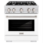 ZLINE 30 in. Select Dual Fuel Range, 4.2 cu. ft., 4 Burner Gas Cooktop with Electric Convection Oven, Satin Stainless Steel with White Matte Door, MODEL HDRS-WM-30