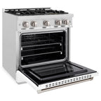 ZLINE 30 in. Select Dual Fuel Range, 4.2 cu. ft., 4 Burner Gas Cooktop with Electric Convection Oven, Satin Stainless Steel with White Matte Door, MODEL HDRS-WM-30