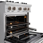 ZLINE 30 in. Gas Range 4.2 cu. ft. 4 Burners Convection Gas Oven Satin Stainless Steel (CGRS-30)