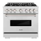 ZLINE 36 in. Gas Range 5.2 cu. ft. with 6 Burner Cooktop and Convection Gas Oven in Satin Stainless Steel (CGRS-36)