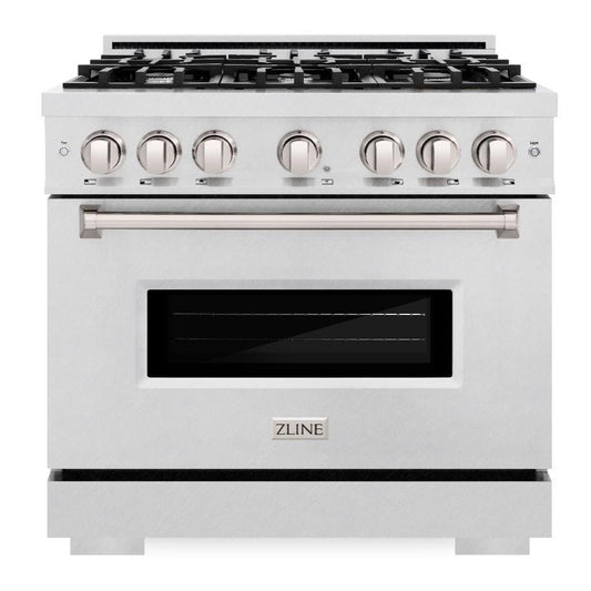 ZLINE 36 in. Gas Range 5.2 cu. ft. with 6 Burner Cooktop and Convection Gas Oven in Satin Stainless Steel (CGRS-36)