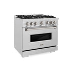 ZLINE 36 in. Gas Range 5.2 cu. ft. with 6 Burner Cooktop and Convection Gas Oven in Satin Stainless Steel (CGRS-36)