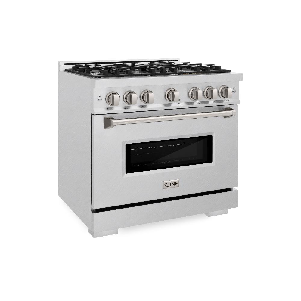 ZLINE 36 in. Gas Range 5.2 cu. ft. with 6 Burner Cooktop and Convection Gas Oven in Satin Stainless Steel (CGRS-36)