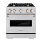 ZLINE 30 in. Gas Range 4.2 cu. ft. 4 Brass Burners Convection Gas Oven Satin Stainless Steel (CGRS-BR-30)