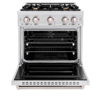 ZLINE 30 in. Gas Range 4.2 cu. ft. 4 Brass Burners Convection Gas Oven Satin Stainless Steel (CGRS-BR-30)