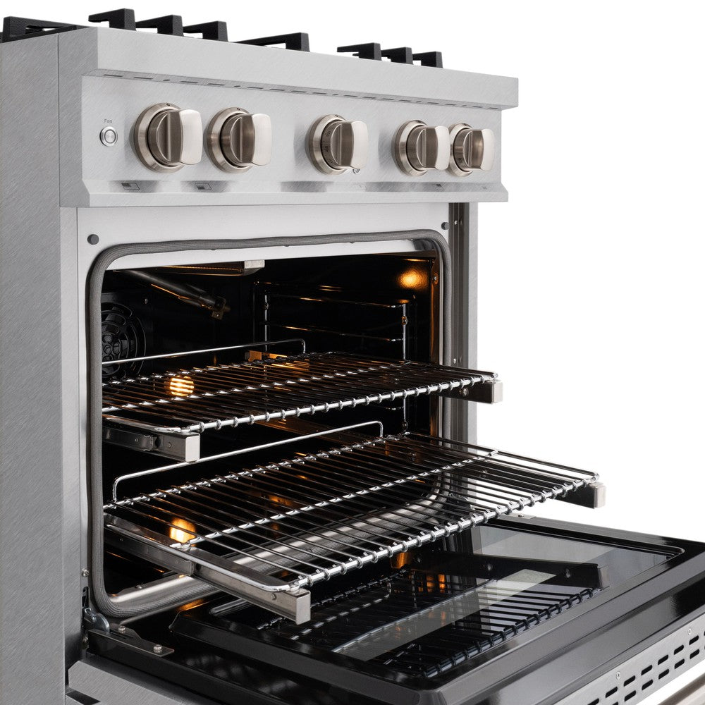ZLINE 30 in. Gas Range 4.2 cu. ft. 4 Brass Burners Convection Gas Oven Satin Stainless Steel (CGRS-BR-30)