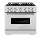 ZLINE 36 in. Gas Range 5.2 cu. ft. Convection Gas Oven with 6 Brass Burners in Satin Stainless Steel (CGRS-BR-36)