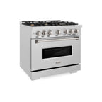 ZLINE 36 in. Gas Range 5.2 cu. ft. Convection Gas Oven with 6 Brass Burners in Satin Stainless Steel (CGRS-BR-36)